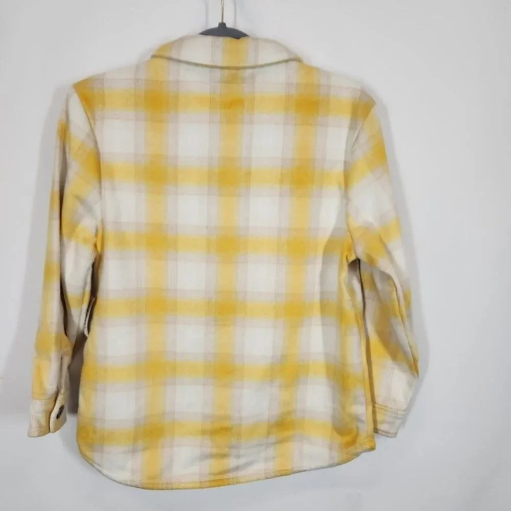 NWT Old Navy Girls Plaid Soft-Brushed Utility Shacket in Yellow Plaid Size L (10